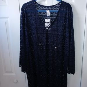 NWT Swimsuits for All Navy Blue lace cover-up size 22/24